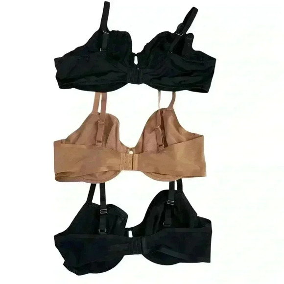Auden Women's Black, Beige Lightweight Underwired Bra Set of 3 Size 46DDD - Picture 2 of 8